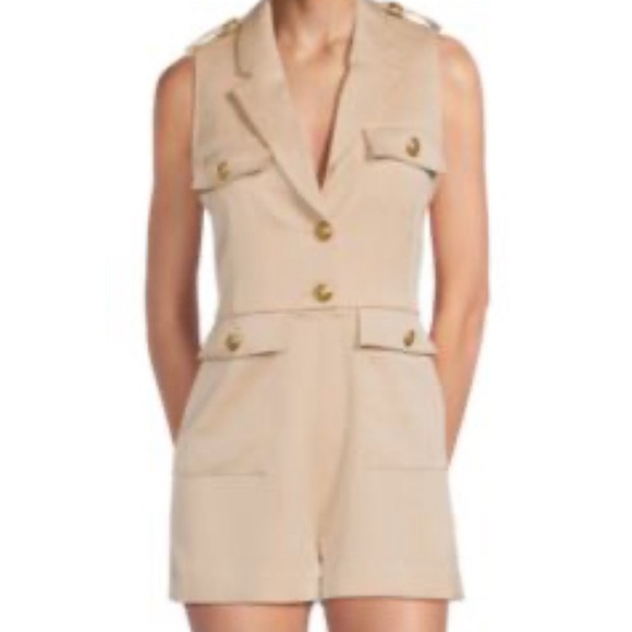 Alice and Olivia almond Phyllis utility romper - Picture 1 of 5